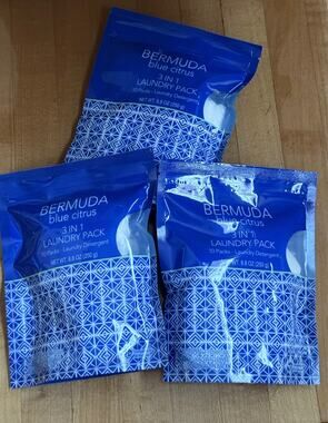 3 bags-Bermuda Blue Citrus 3-in-1 Laundry Detergent Soap 10pk, 8.8 oz